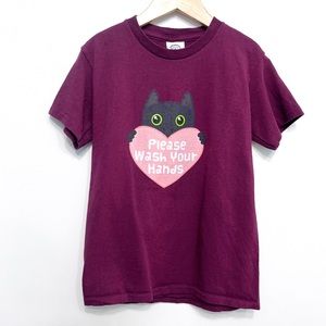 teepublic | please wash your hands heart cat graphic tee maroon s